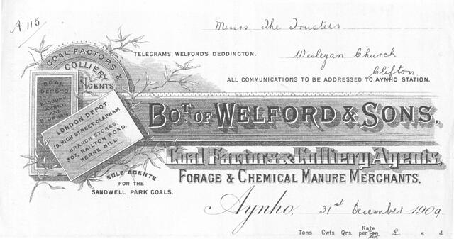 An early invoice for Welford & Sons