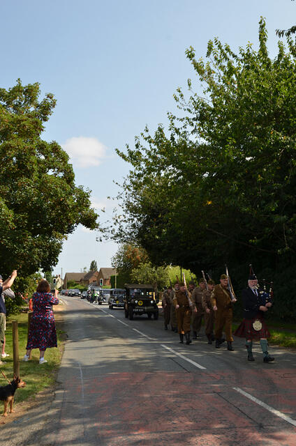 The parade coming down Hempton Road and approaching Hobart Way