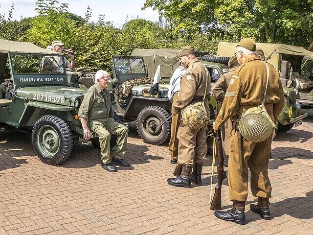 Some of the military vehicles lined up at the Windmill