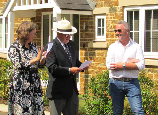 Jo, Tony and Paul Keyte, designer of the memorial