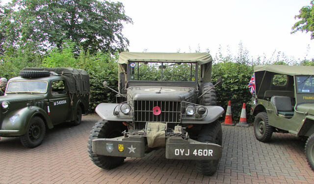 (Left) The little Utility pick-up is an Austin Tilly; (centre) Dodge Weapons Carrier