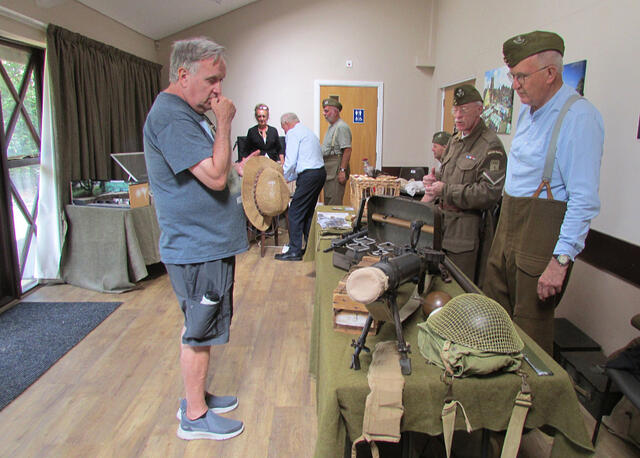 The display of memorabilia sets up